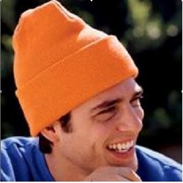 Orange Knit Ski Hat w/ Wide Cuff