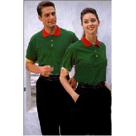 Green Polo Shirt w/ Red Collar - Short Sleeve