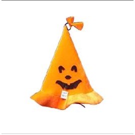 Orange Pointed Halloween Hat w/ Pumpkin Face