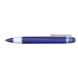 Retractable Ballpoint Pen w/ Ridged Grip & Clear Clip