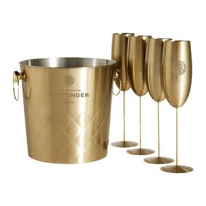 Stainless Steel Ice Bucket Champagne Flute Set