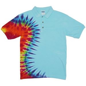 Robin's Egg Blue Rainbow Vertical Wave Jersey Polo Shirt