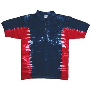 Navy Blue/Red Team Side Stripe Jersey Polo Shirt
