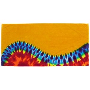 Golden Rainbow Wave Beach Towel