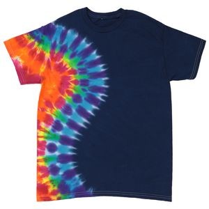 Navy Blue Rainbow Vertical Wave Short Sleeve T-Shirt