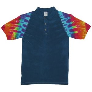 Navy Blue Rainbow Zig Zag Jersey Polo Shirt