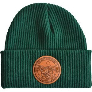 Ribbed Cuffed Beanie with Leather Patch
