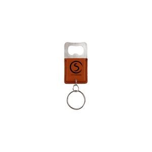 Rawhide Rectangle Leatherette Bottle Opener Keychain