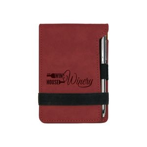 Rose Leatherette Mini Notepad with Pen