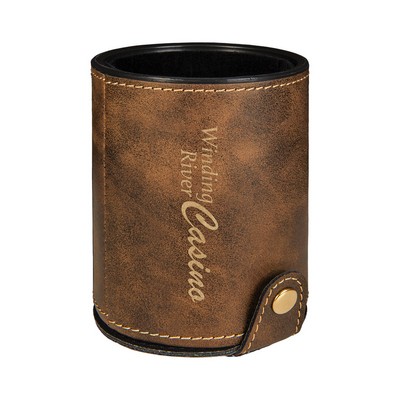 Rustic & Gold Leatherette Dice Cup w/ 5 Dice