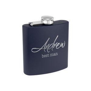 6 Oz. Matte Navy Blue Powder Coated Stainless Steel Flask