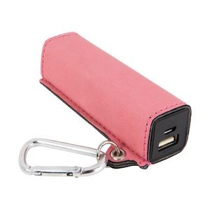 Pink Leatherette 2200mAh Power Bank w/USB Cord