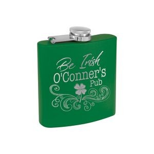 6 Oz. Matte Green Powder Coated Stainless Steel Flask