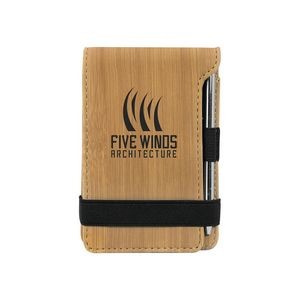 Bamboo Leatherette Mini Notepad with Pen