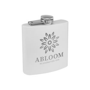 6 Oz. Matte White Powder Coated Stainless Steel Flask