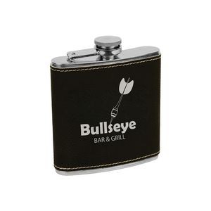 6 oz. Black/Silver Leatherette Stainless Steel Flask