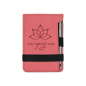 Pink Leatherette Mini Notepad with Pen