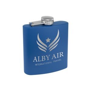 6oz. Matte Blue Powder Coated Stainless Steel Flask