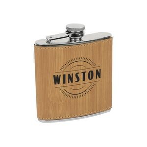 6 oz. Bamboo Leatherette Stainless Steel Flask