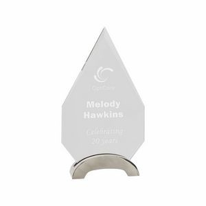 8 1/2" Clear Diamond Platinum Glass Award w/ Arch Metal Base
