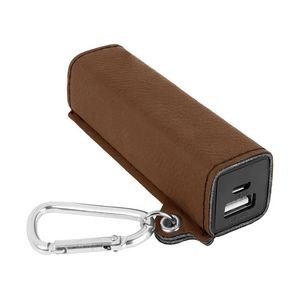 Dark Brown Leatherette 2200mAh Power Bank w/USB Cord