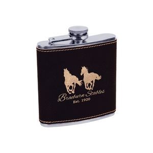 6 oz. Black/Gold Leatherette Stainless Steel Flask