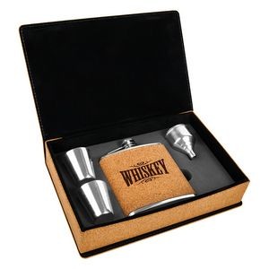 6oz. Stainless Steel Cork Flask Gift Set