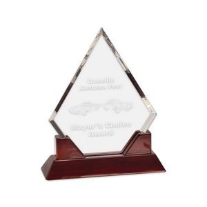 8½" Diamond Prestige Acrylic Award w/ Rosewood Piano Finish Base