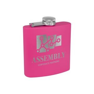 6oz. Matte Pink Powder Coated Stainless Steel Flask