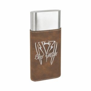 Rustic/Silver Leatherette Cigar Case w/ Cutter