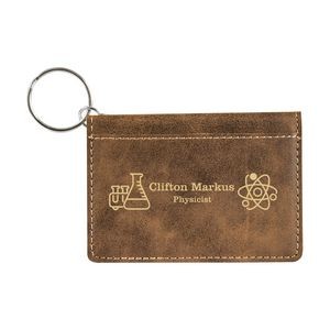 Rustic/Gold Leatherette Keychain ID Holder