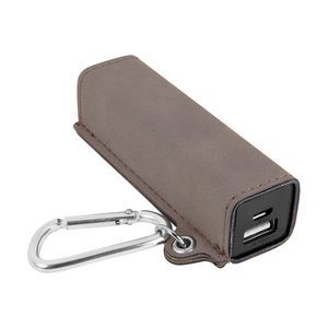 Gray Leatherette 2200mAh Power Bank w/USB Cord