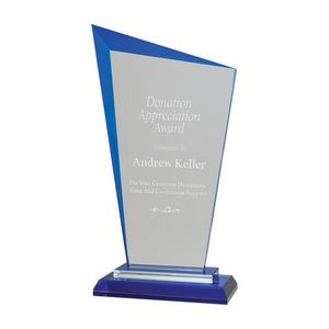 9 1/2" Blue Razor Glass Award