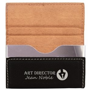 Black/Silver Leatherette Business Card Holder