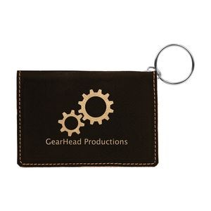 Black & Gold Leatherette Keychain ID Holder