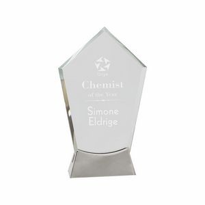 8 1/2" Clear Peak Platinum Glass Award w/ Metal Base