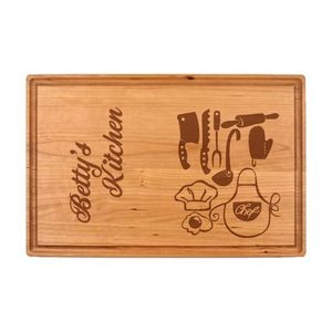 11" x 17" x 1" Cherry Cutting Board with Juice Groove