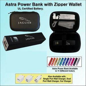 Astra Power Bank Gift Set in Zipper Wallet 2200 mAh - Black