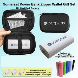 Somerset Power Bank Zipper Wallet Gift Set 4400 mAh - White