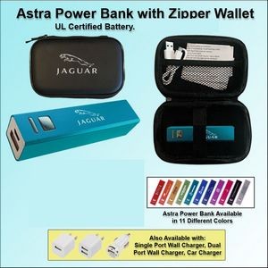 Astra Power Bank Gift Set in Zipper Wallet 2600 mAh - Aquamarine