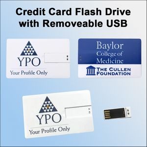 Credit Card Flash Drive with Removable USB - 64GB Memory