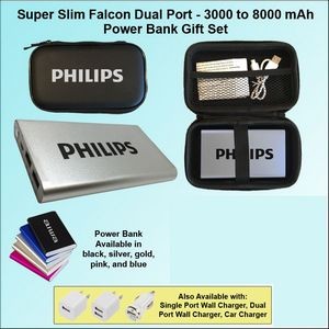 Falcon Power Bank Zipper Wallet Gift Set 8000 mAh - Silver