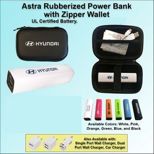 Astra Rubberized Power Bank Zipper Wallet Gift Set 2600 mAh
