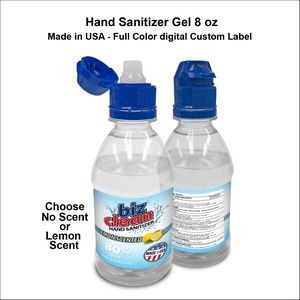 Hand Sanitizer Gel 8 oz - 80% Alcohol - USA Made - Custom label
