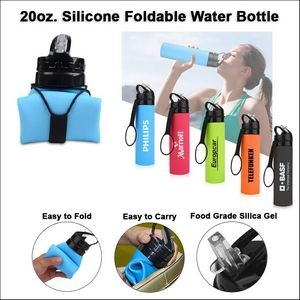 20oz. Silicone Foldable Water Bottle