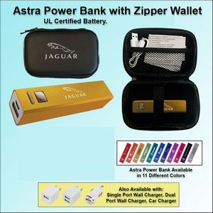 Astra Power Bank Gift Set in Zipper Wallet 2600 mAh - Gold