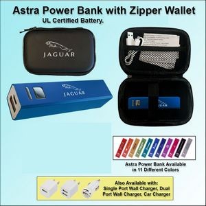 Astra Power Bank Gift Set in Zipper Wallet 2800 mAh - Light Blue