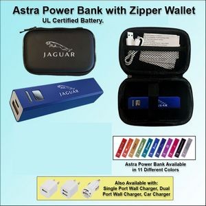 Astra Power Bank Gift Set in Zipper Wallet 2000 mAh - Dark Blue