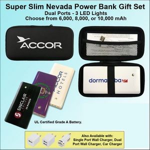 Super Slim Nevada Rubberized Finish Power Bank in Zipper Wallet - 6,000 mAh