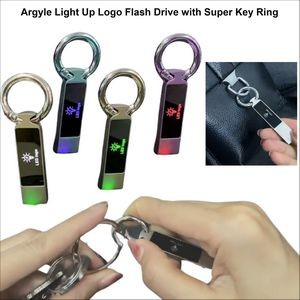 Argyle Light Up Logo Flash Drive with Super Key Ring - 16 GB Memory